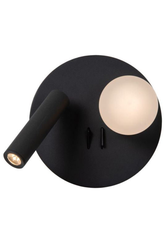 Kinkiet ścienny Lucide Matiz czarno-biały do czytania LED 7W 3000K 200lm + 244lm IP20 wym: 15,5 x 16 x 16 cm - 1 szt.