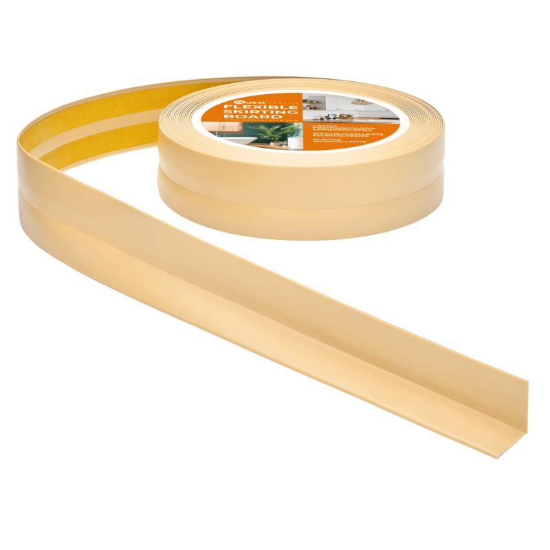 Listwa wykończeniowa PCV 30x30mm, QUEST, samoprzylepna, elastyczna, miękka taśma dekoracyjna, krem, 15m