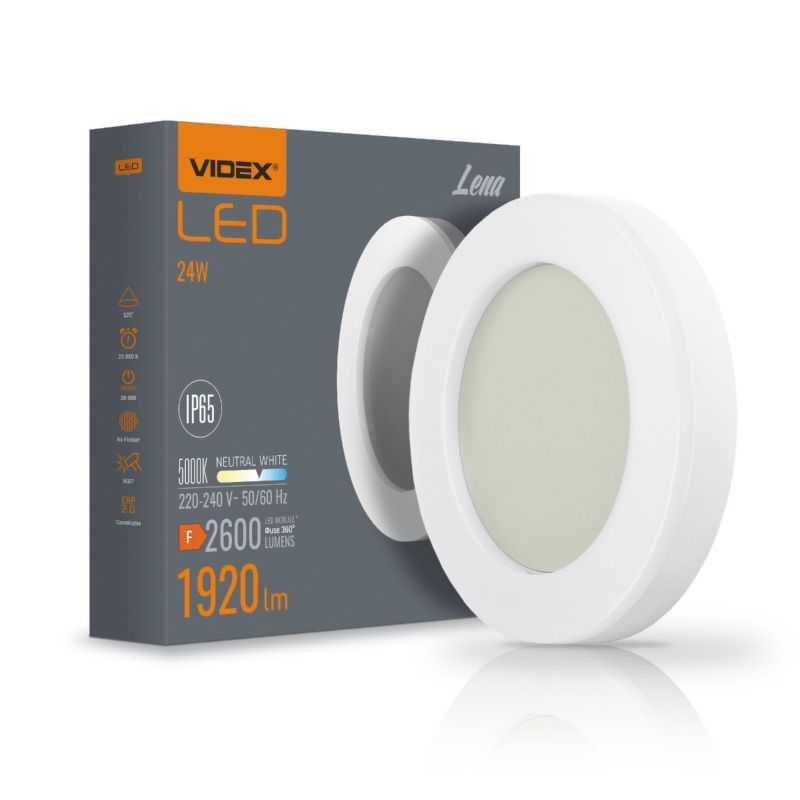Lampa sufitowa zewnętrzna Videx Lena biała LED 24W 5000K 2600lm IP65 wym: 32 x 32 x 5 cm - 1 szt.
