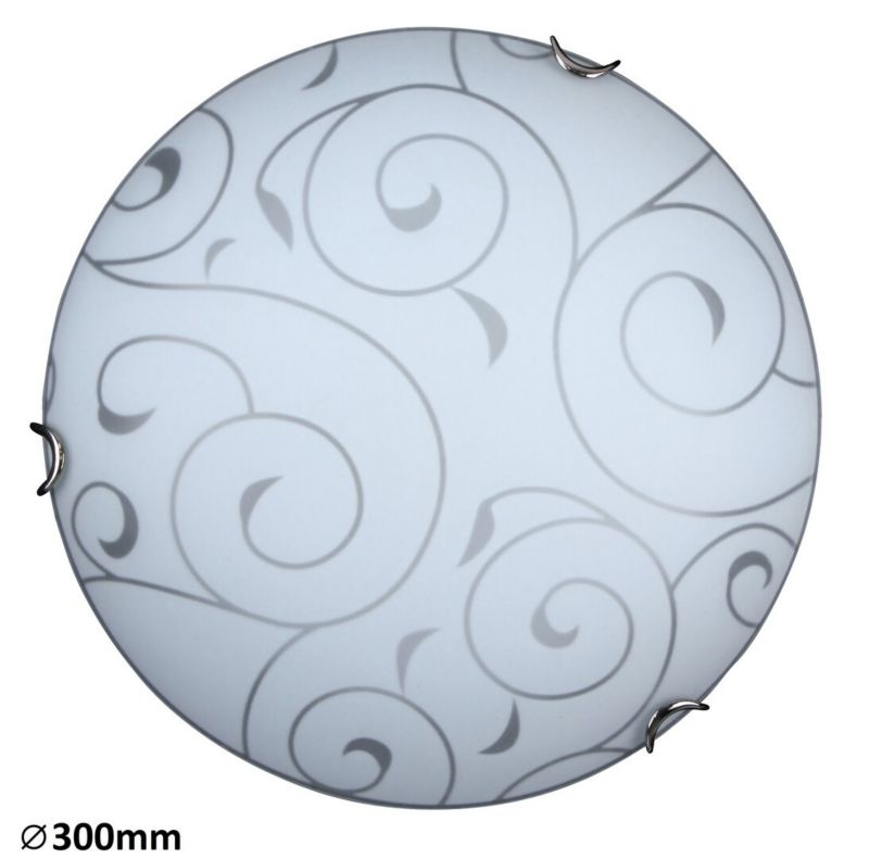 Plafon sufitowy nowoczesny Rabalux Harmony Lux klips chromowany biały wzorzysty szkło 1 x E27 x 60W IP20 wym: 30 x 30 cm - 1 szt.