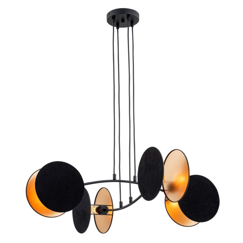 Lampa sufitowa Emibig Motif czarna ze złotem wym: 100 x 82 x 70 cm 4xE27 x 15W tkanina 1 szt.