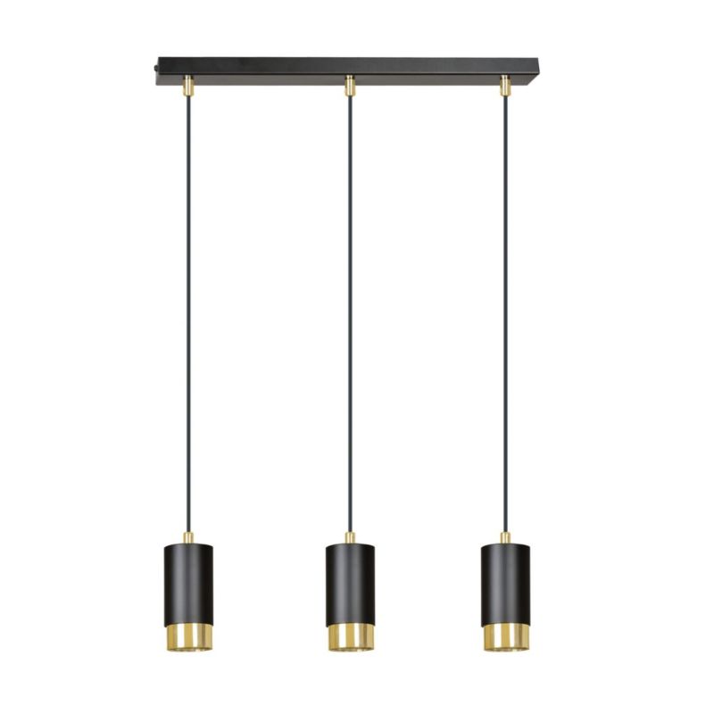 Lampa sufitowa Emibig Fumiko czarna-złoto wym: 100 x 45 x 8 cm 3xGU10 x 10W 1 szt.
