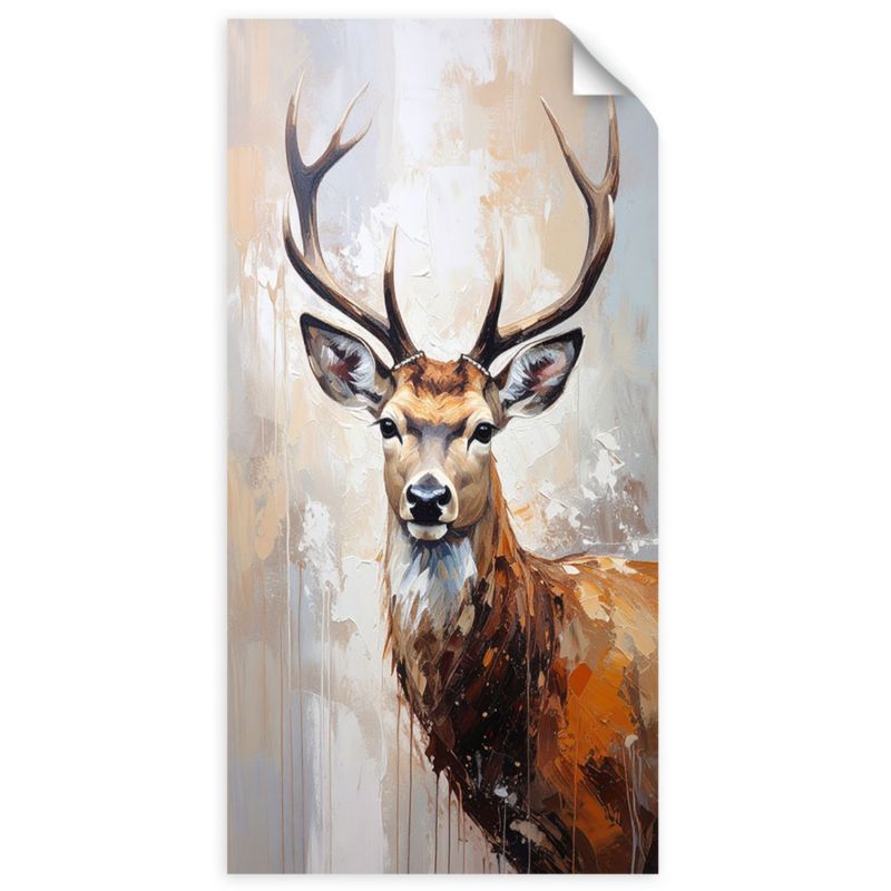 Naklejka samoprzylepna Feeby Portret Jeleń Natura Zwierzeta Beżowy 60x120cm 1szt
