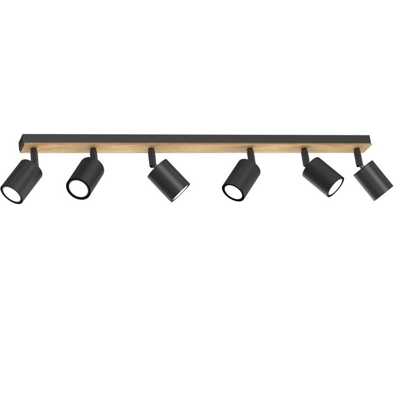 Lampa sufitowa Luminex Tulon czarny mat-jasne drewno Listwa z lampami 6 x GU10 x 8W wym: 15,5 x 80 x 5,5 cm - 1 szt.