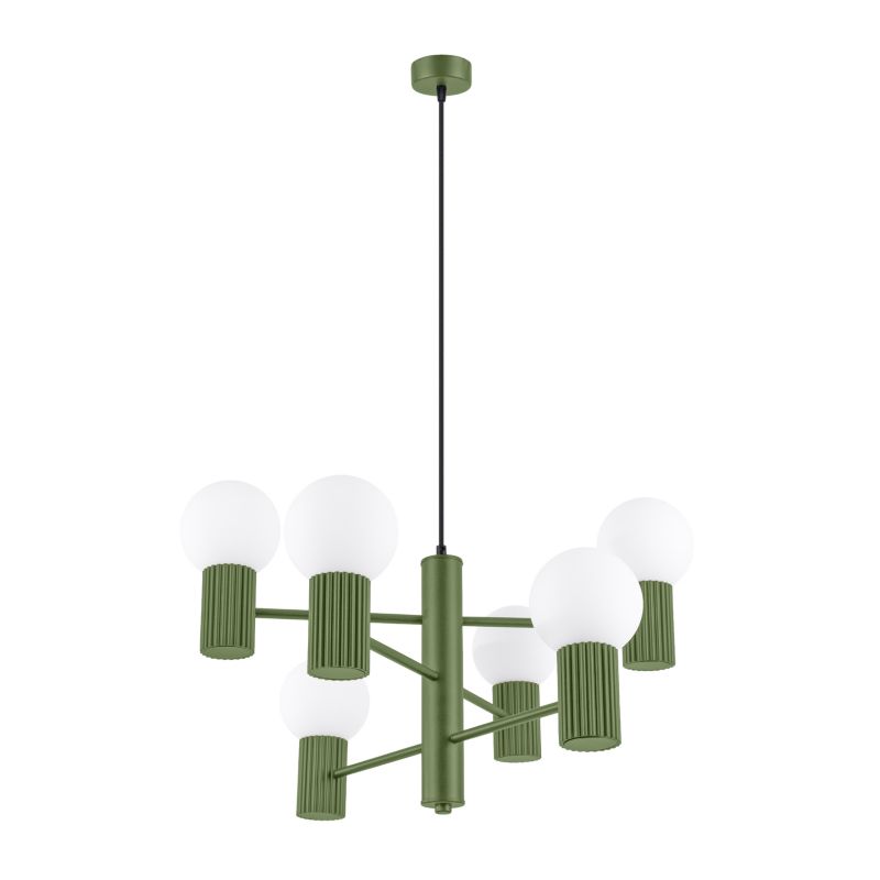 Żyrandol Sollux Lighting HALO 6 zielony oliwkowy 1 szt.