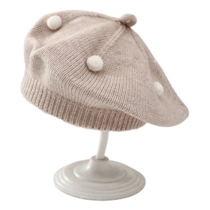 Beret beżowy z pomponami NS