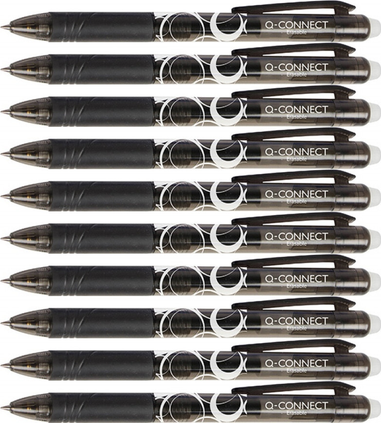 10x Długopis automatyczny Q-Connect, 1mm, wymazywalny, czarny