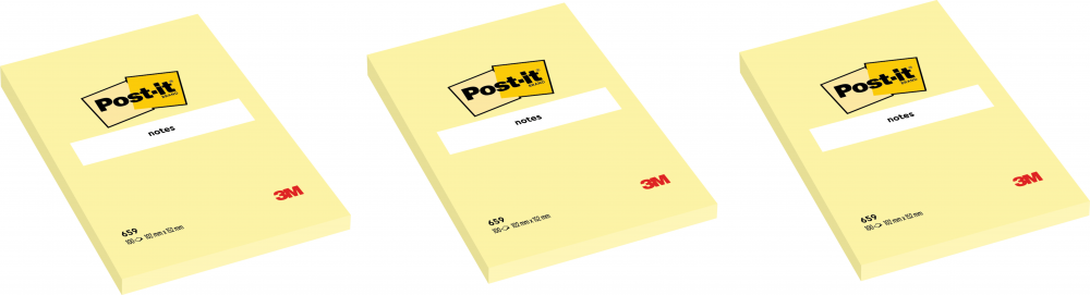 3x Karteczki samoprzylepne Post-it, 102x152mm, 100 karteczek, żółty pastelowy