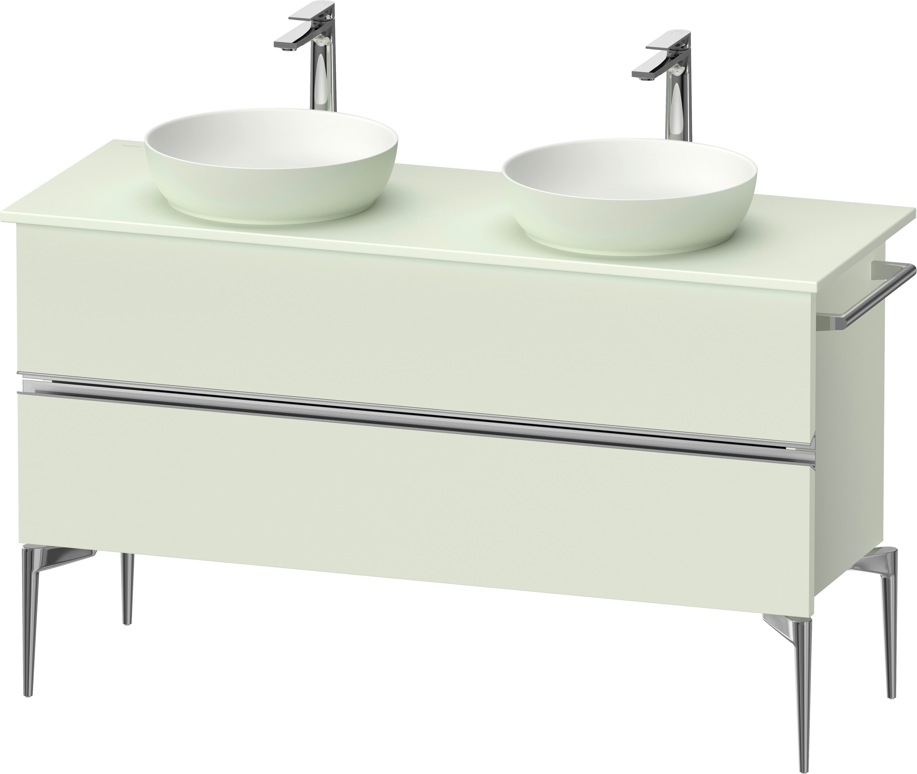 Duravit Sivida szafka 131,5x47,5x54,8 cm podumywalkowa wisząca zielona-chrom SV4661010HH0000