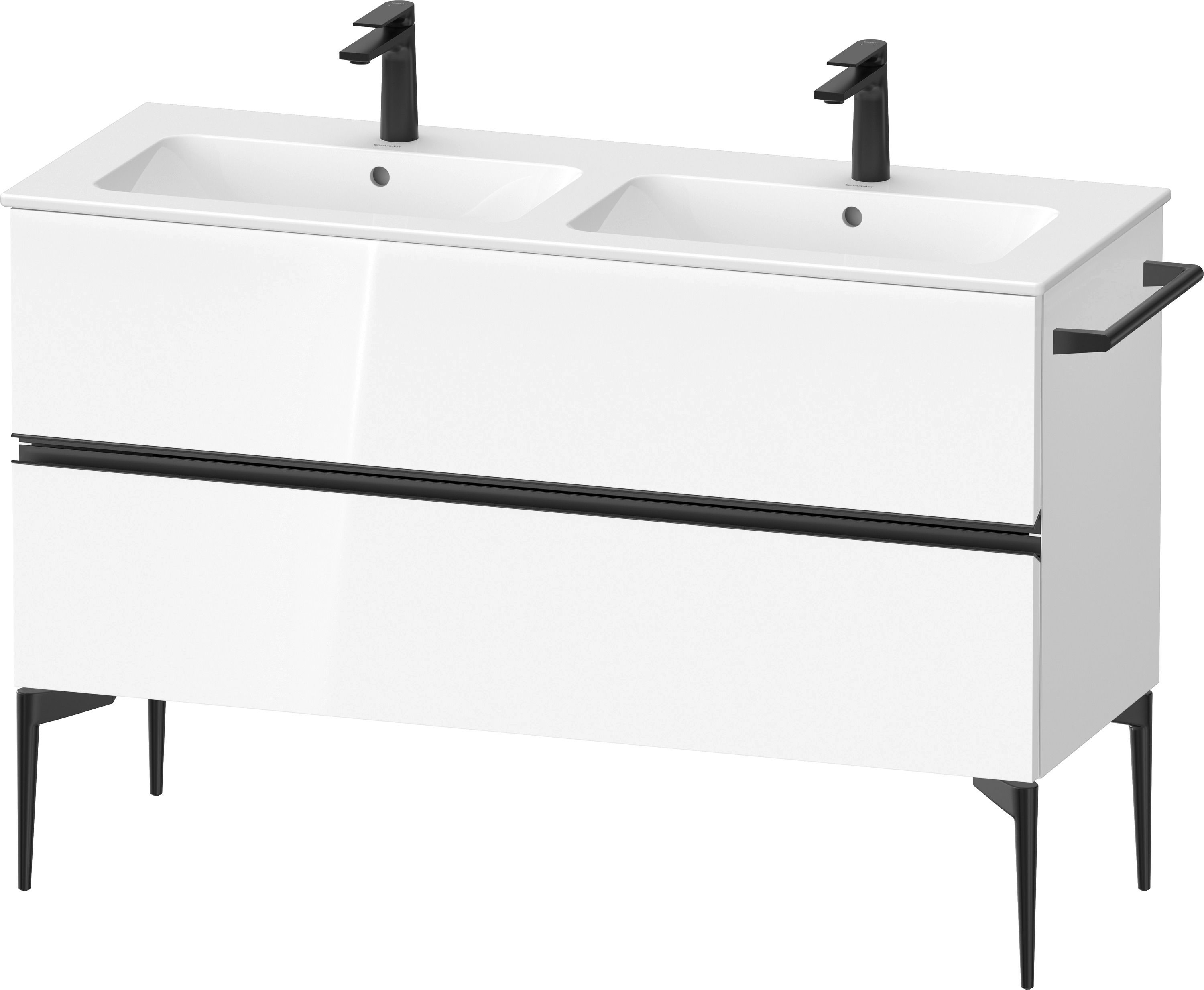 Duravit Sivida szafka 128x47,7x59,1 cm podumywalkowa wisząca biała-czarna SV46470BD220000