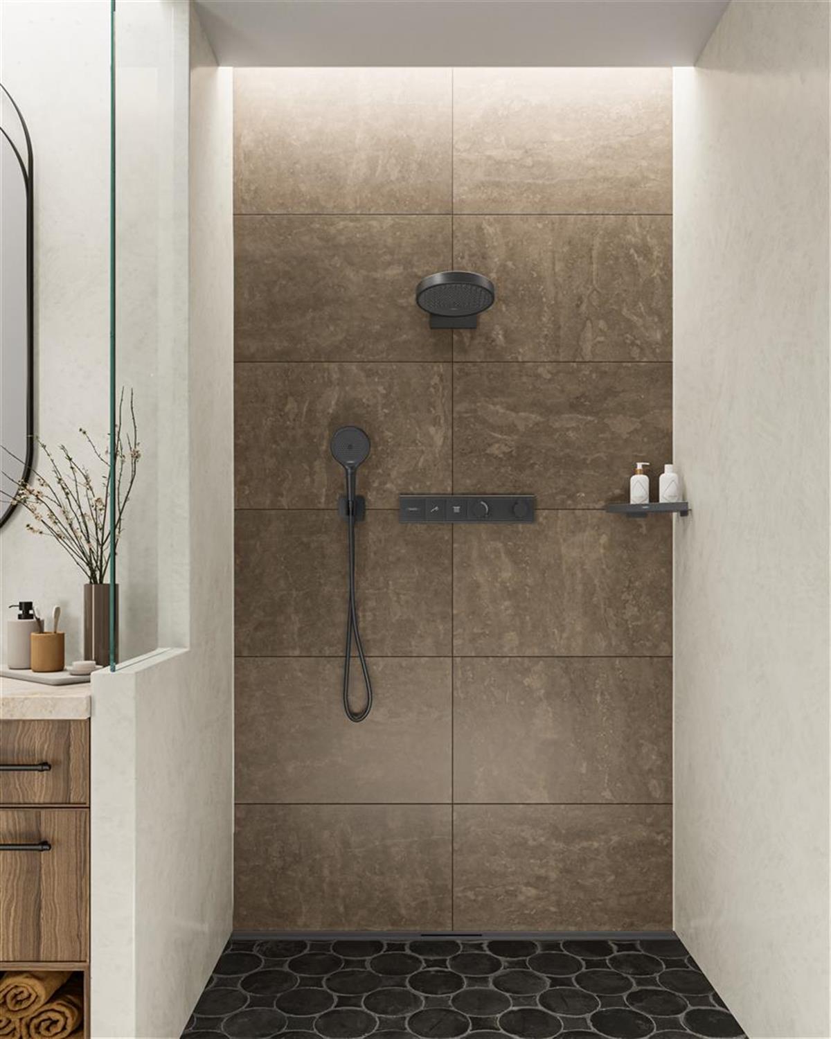 Hansgrohe RainSelect bateria wannowo-prysznicowa podtynkowa z termostatem czarny chrom szczotkowany 15380340