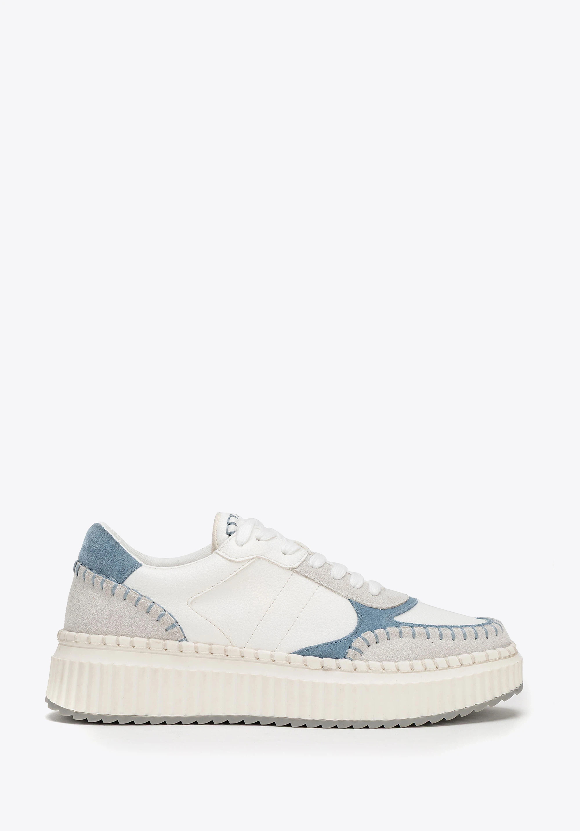 Damskie sneakersy z ekoskóry i skóry zamszowej niebieskie