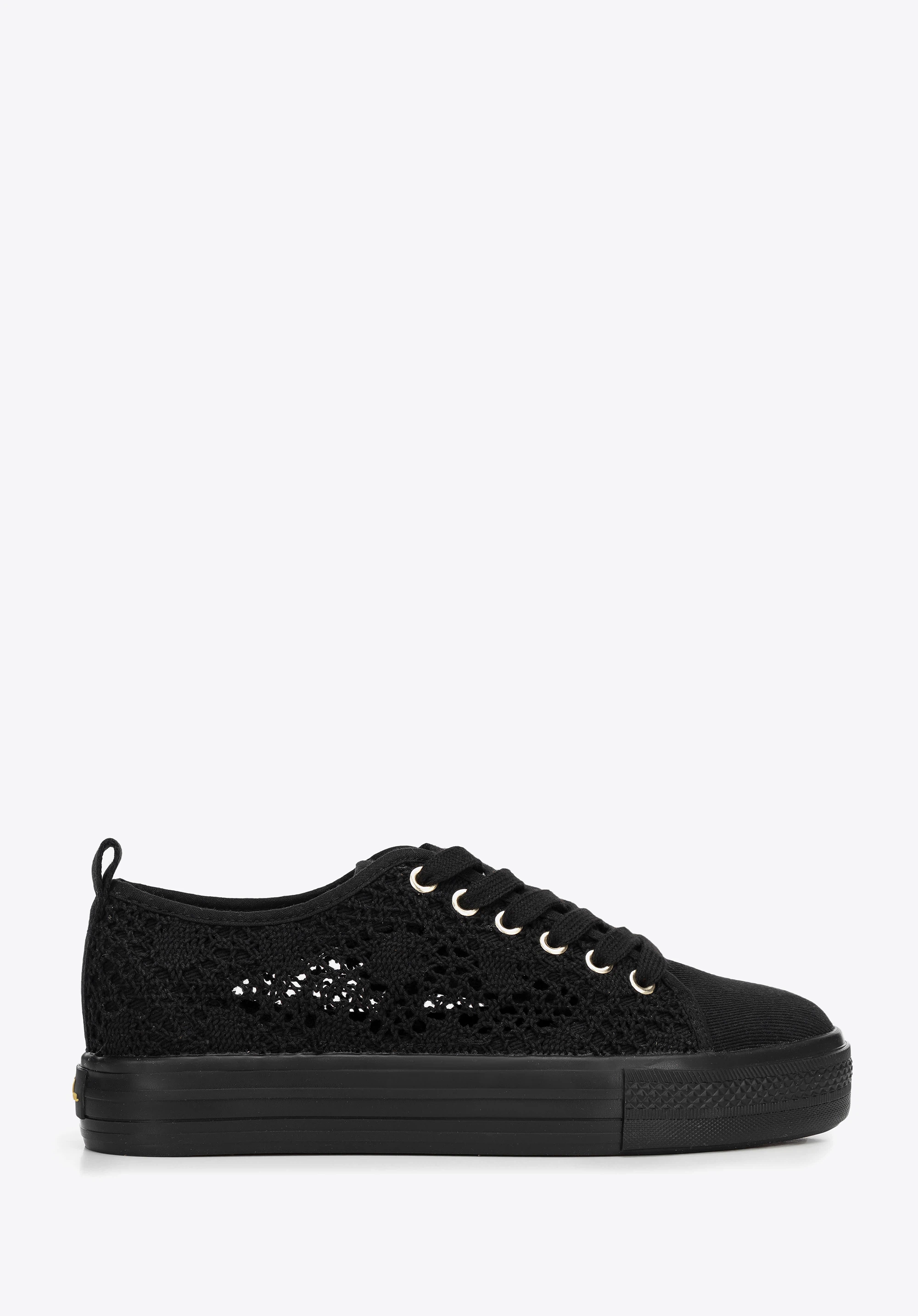 Damskie sneakersy ażurowe czarne