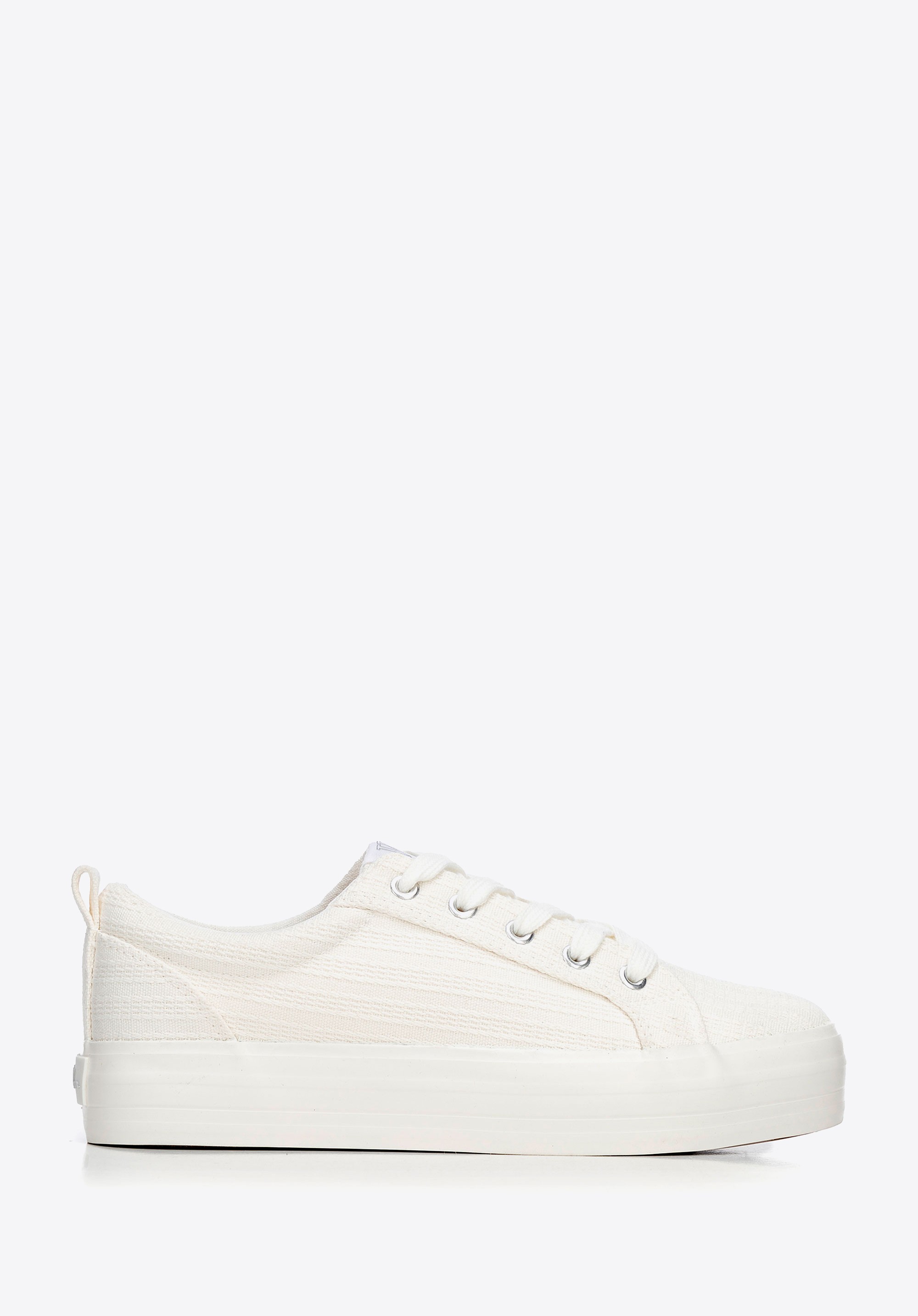 Damskie sneakersy na platformie kremowe