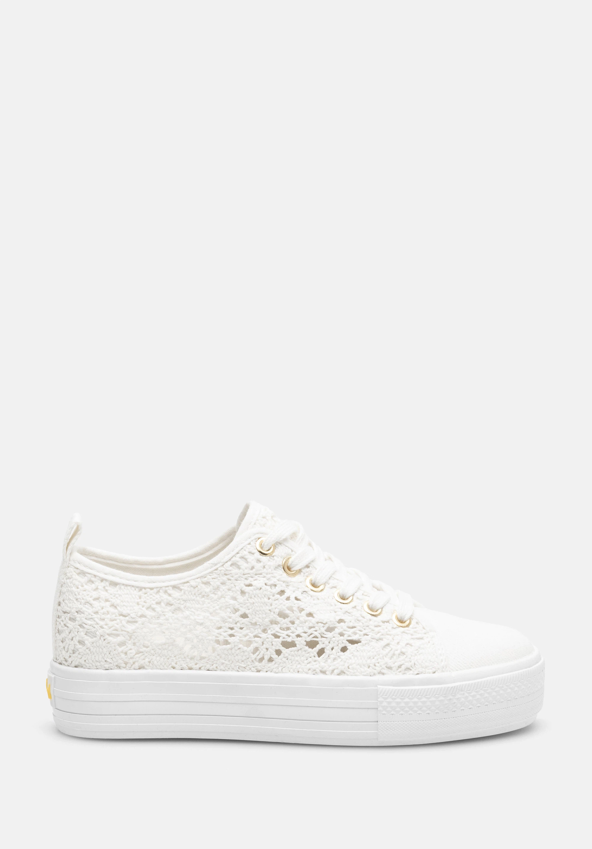 Damskie sneakersy ażurowe złamana biel
