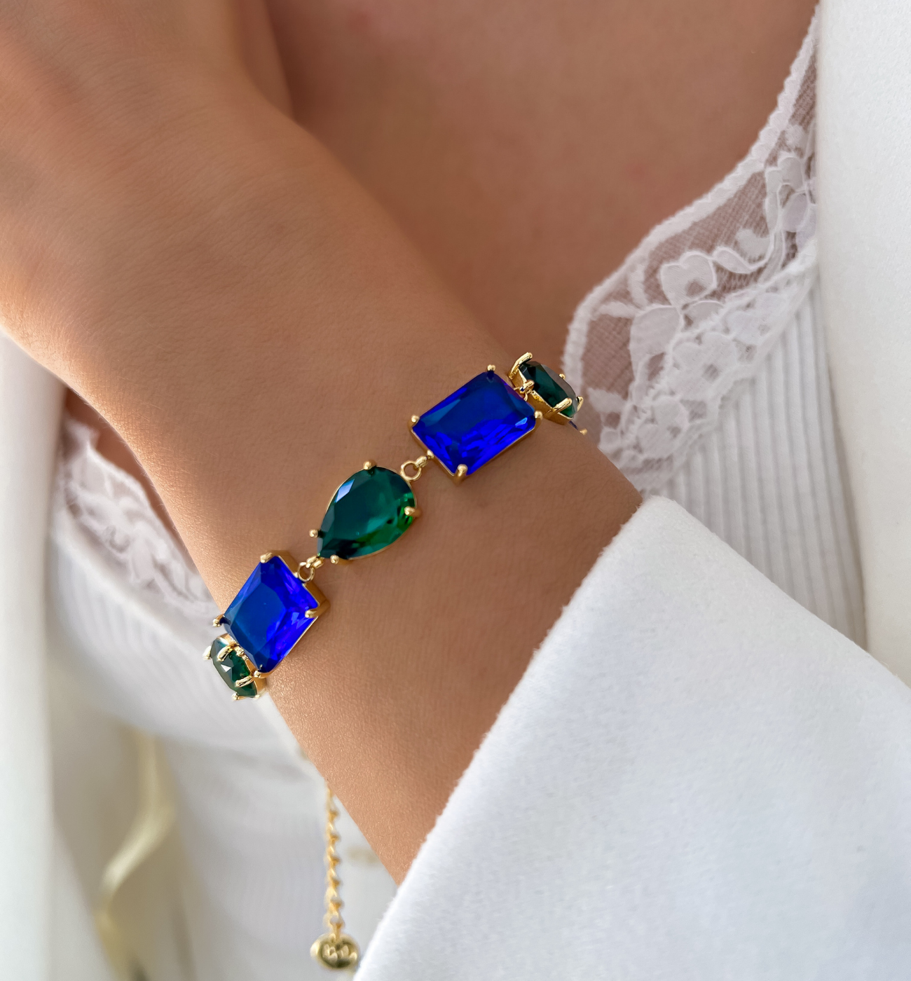 Bransoletka zielono granatowa Aristocratic BSS0213 - By Dziubeka