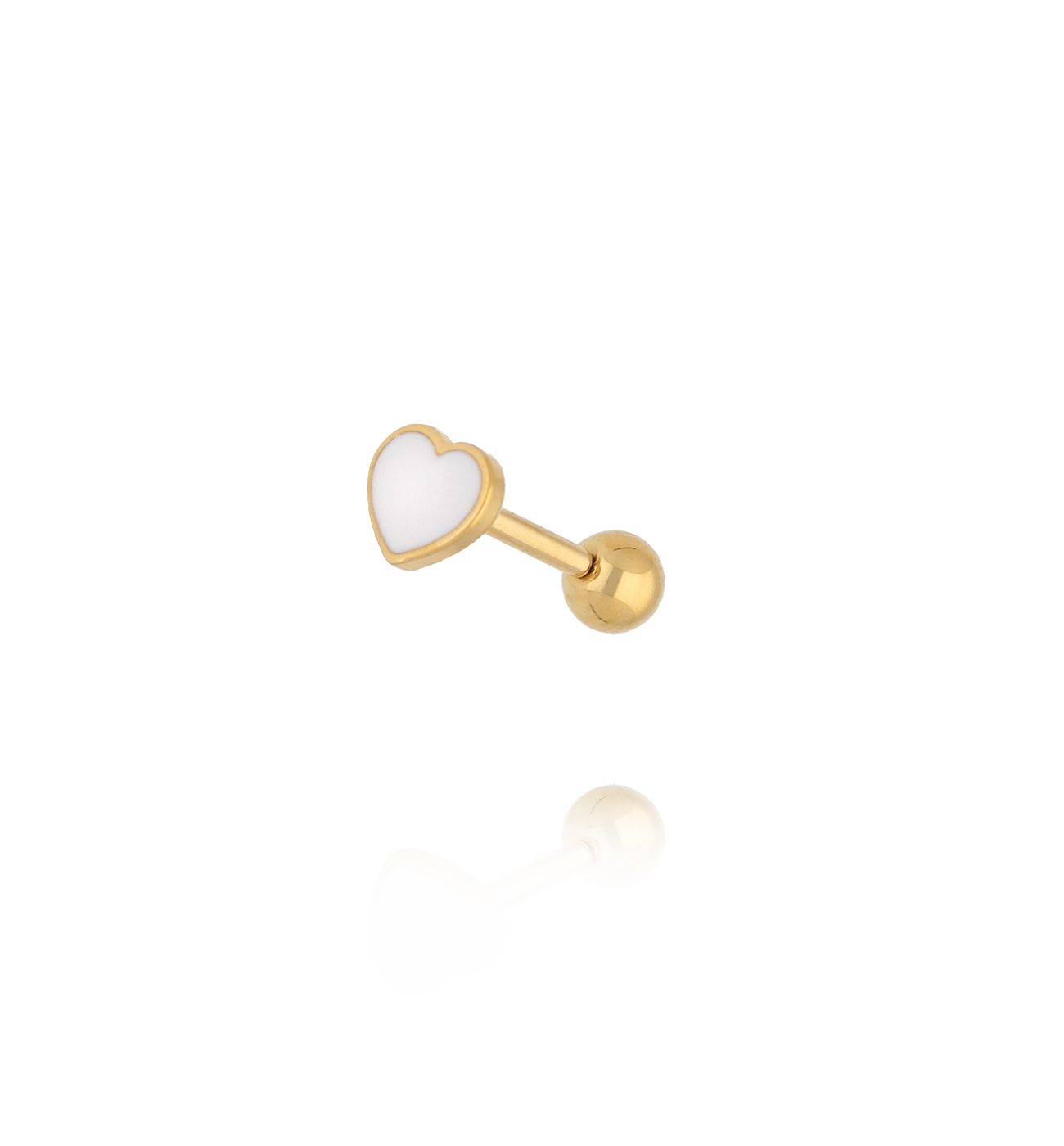 Kolczyk piercing białe serce - By Dziubeka