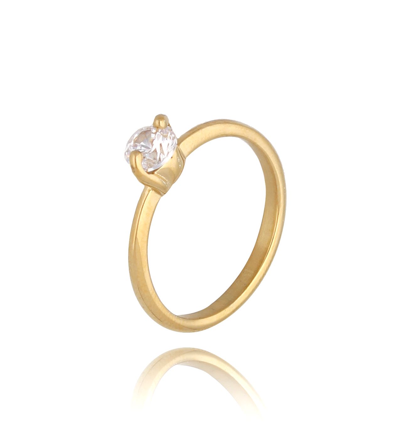 Pierścionek pozłacany ze stali szlachetnej Diamond - By Dziubeka