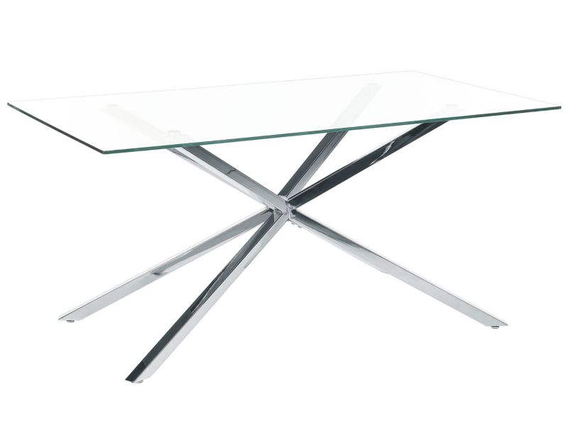 Stół do jadalni Cora Srebrny 160 x 90 cm Szkło hartowane 1 szt.