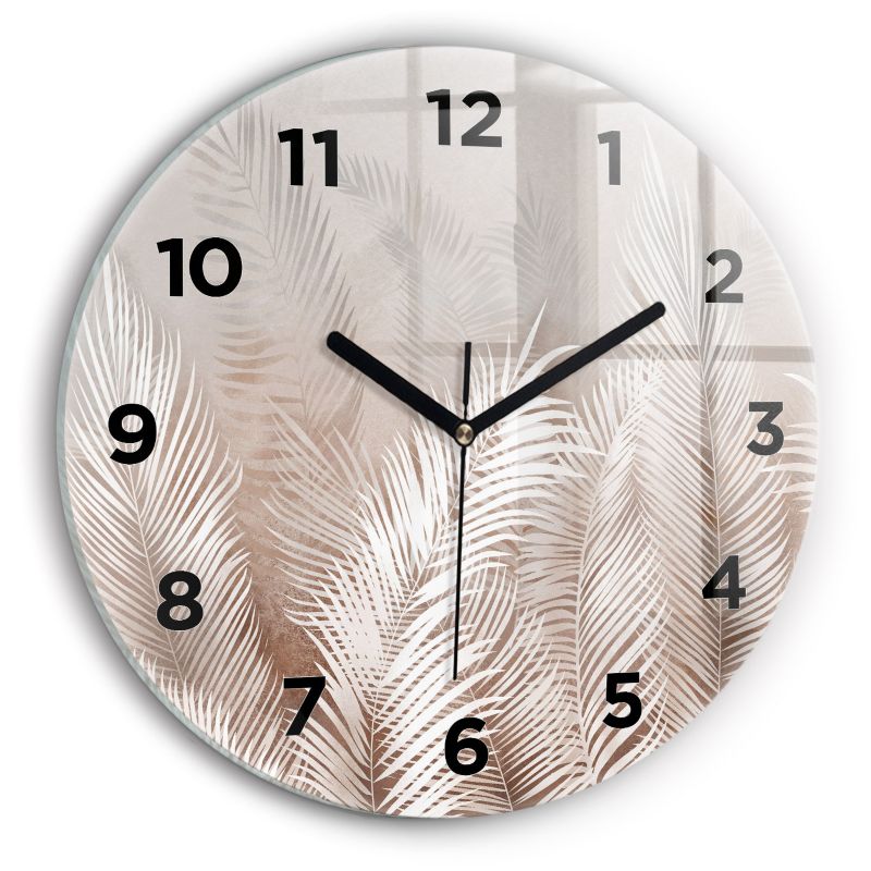 Zegar z czarnymi wskazówkami Wallfluent fi30 cm Tropikalne liście boho 1 szt.