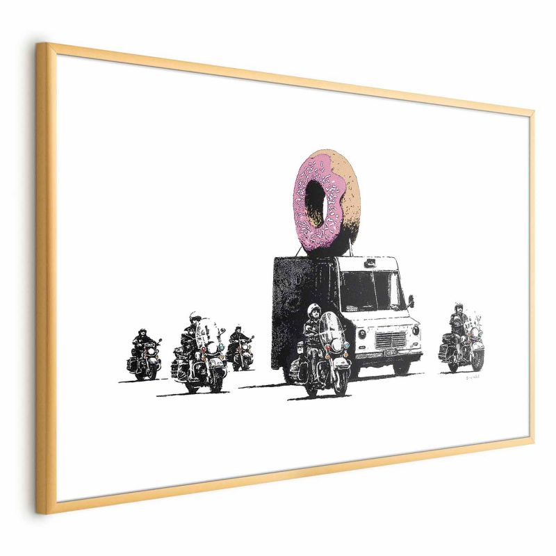 Plakat Artgeist Pączkowa policja 42x29,7 cm z ramą złotą 1 szt