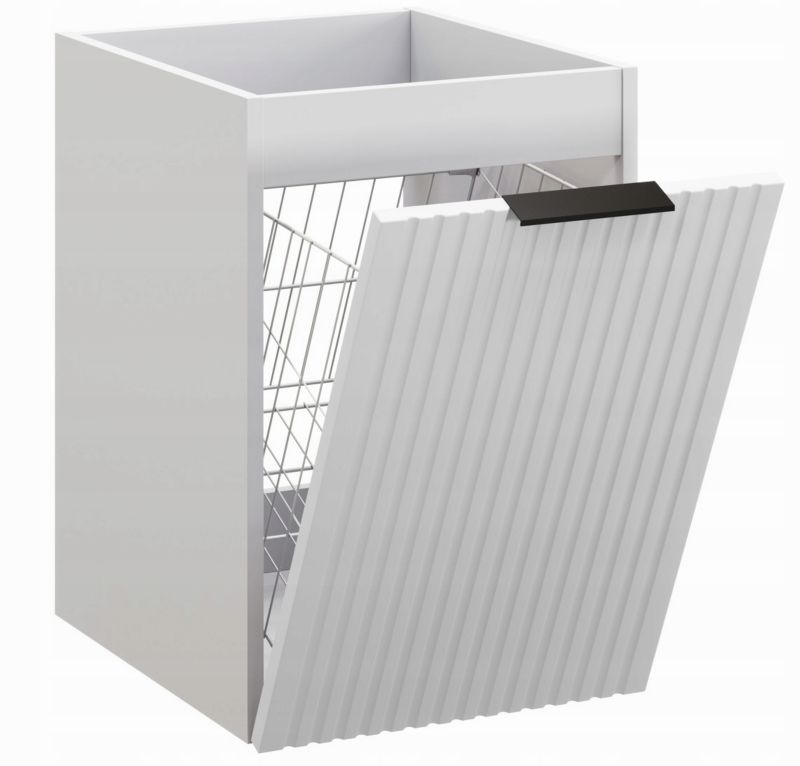Szafka łazienkowa 40 cm Furnidea wisząca ryflowana z koszem na pranie biała Adel 1 szt.