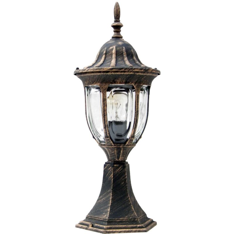 Lampa ogrodowa stojąca Polux Florencja złoty patyna 1 x E27 x 20W IP43 wym: 37,5 x 16,4 x 16,4 cm - 1 szt.