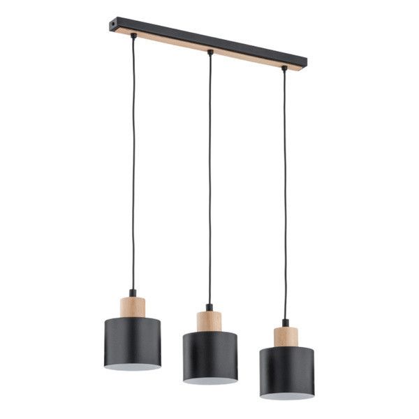 Lampa wisząca Alfa Ivo czarna-jasne drewno wym: 90 x 52 x 12,5 cm 3xE27 x 15W 1 szt.