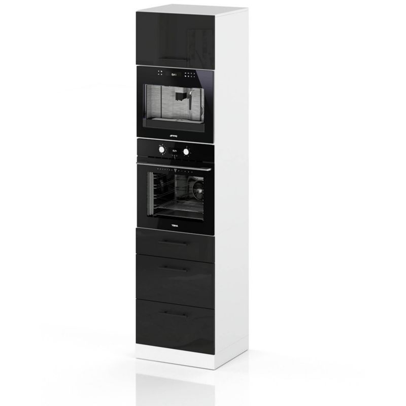 Szafka Kuchenna Hurtownia-Mebli Stojąca Do zabudowy piekarnika S60MS3 sPremium 60cm Biały Mat Czarny Połysk 60x58x211 cm 1szt.