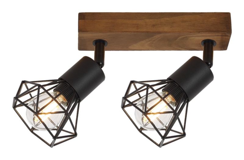 Oprawa sufitowa Rabalux Zeus dąb-czarny matowy 2 x E14 x 40W IP20 wym: 15 x 38,5 x 15 cm - 1 szt.