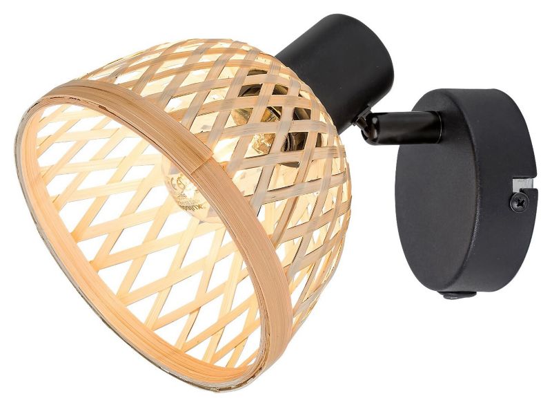 Kinkiet ścienny Rabalux Rattan czarny matowy z włącznikiem do sypialni 1 x E14 x 15W IP20 wym: 14 x 13,5 x 15 cm - 1 szt.