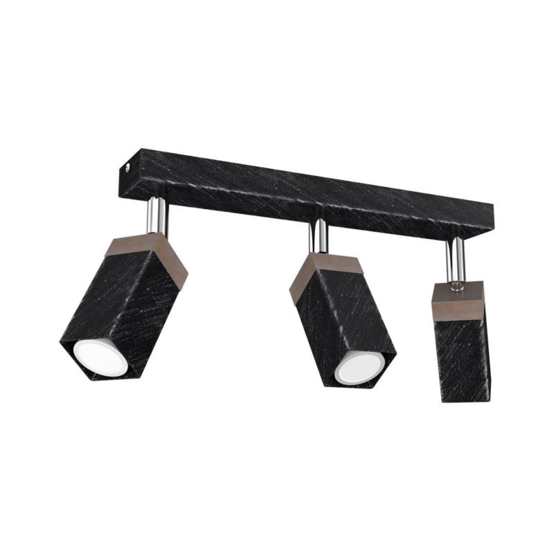 Reflektor sufitowy Milagro Solo czarny z jasnym drewnem 3 x GU10 x 40W IP20 wym: 30 x 5 cm - 1 szt.