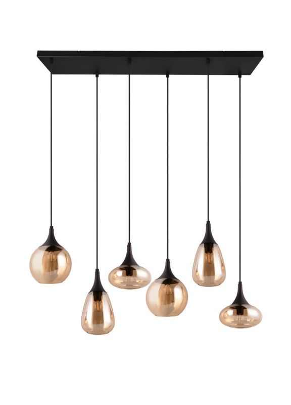 Lampa wisząca Trio Lumina czarno-miodowy wym: 150 x 93,8 x 34,5 cm 6xE14 x 40W 1 szt.
