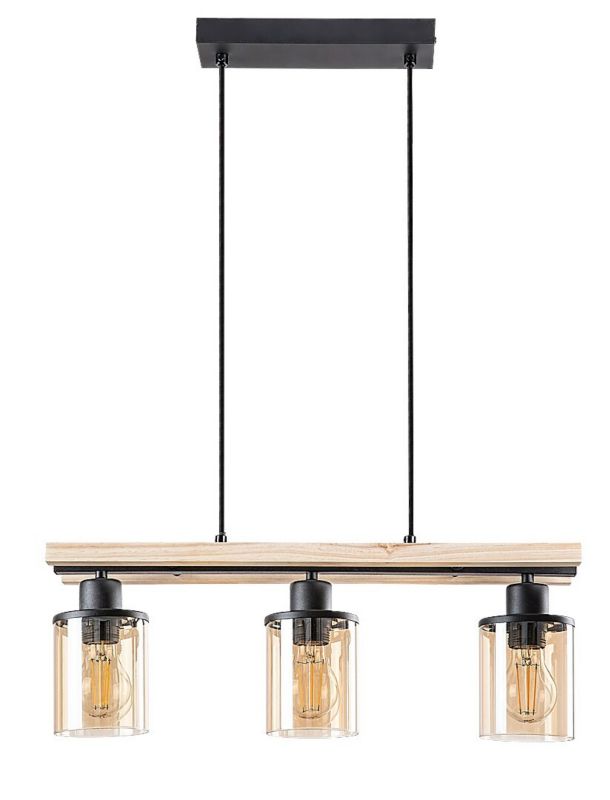 Lampa wisząca Rabalux Niylah czarno-bursztynowy wym: 120 x 55 x 9,5 cm 3xE27 x 1 szt.
