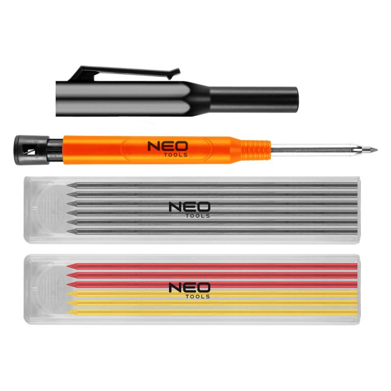 Ołówek NEO TOOLS rysik automatyczny z temperówką plus 12 wkładów 1 kpl