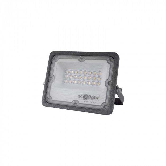 Naświetlacz LED Ecolight ciemnoszary LED 20W 6500K 2000lm IP65 wym: 11 x 13,7 x 3,6 cm aluminium - 1 szt.