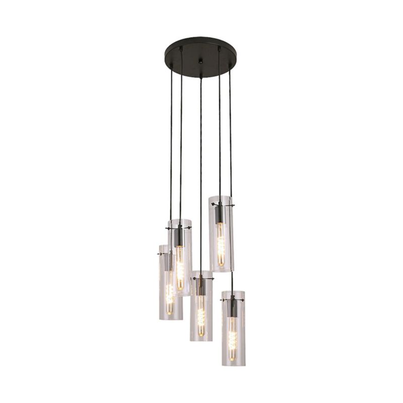 Lampa wisząca Rabalux Acantha 2602 czarno-przezroczysty szklane klosze 5xE27 x 60W 1 szt.