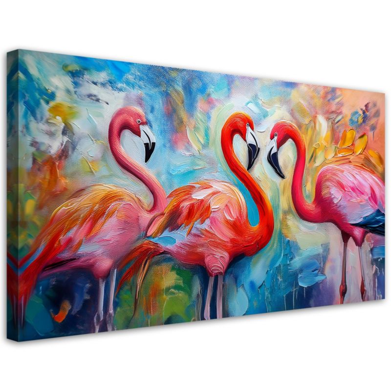 Obraz na płótnie Feeby Flamingi Ptaki Zwierzęta Abstrakcja Kolorowa 80x40cm 1szt