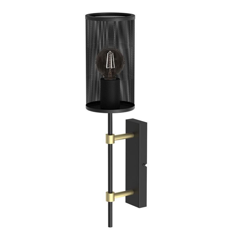 Kinkiet ścienny Luminex Wall czarny mat-mosiądz szczotkowany 1 x E27 x 15W IP20 wym: 48 x 11 x 15 cm - 1 szt.