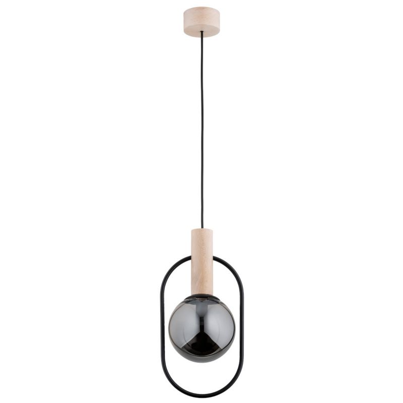Lampa wisząca Alfa Niki jasne drewno-czarna-dymiona wym: 100 x 15 x 18,5 cm 1xE14 x 10W 1 szt.