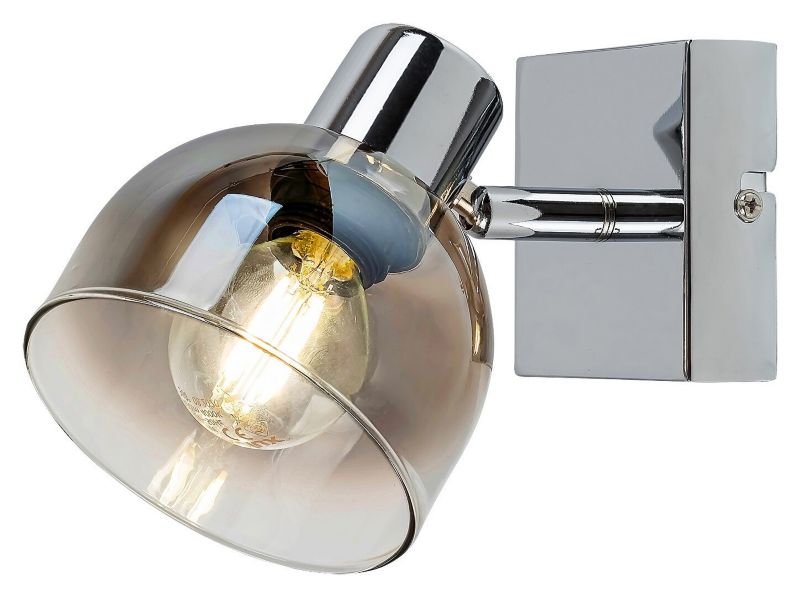 Kinkiet ścienny Rabalux Tarien chromowany szkło dymne styl nowoczesny 1 x E14 x 40W IP20 wym: 11,5 x 10 x 15 cm - 1 szt.