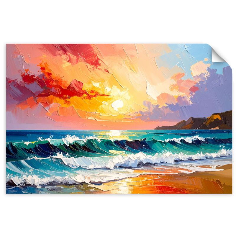 Plakaty samoprzylepne do salonu sypialni Feeby Plaża Morze Fale Pejzaż jak malowany 30x20cm 1szt