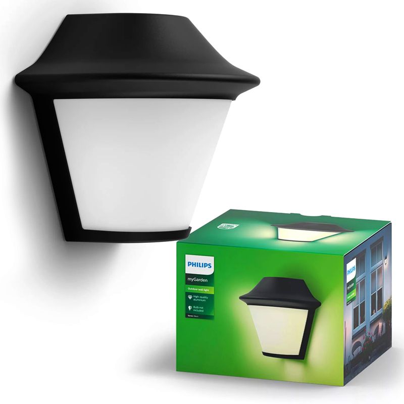 Kinkiet Ogrodowy Philips Lampa Elewacyjna Zewnętrzna E27 IP44 Czarna 1 szt.