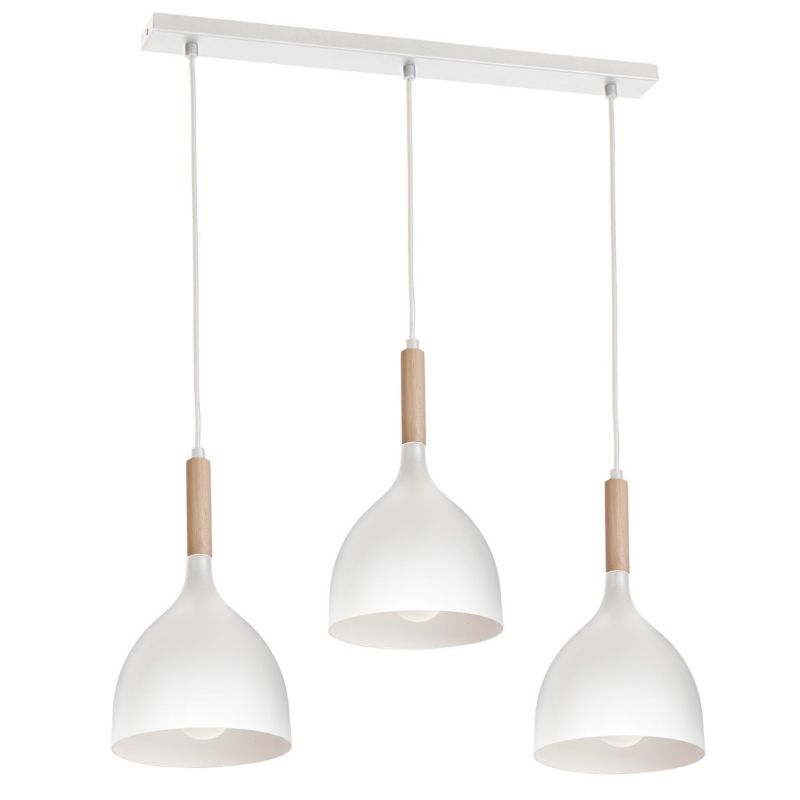 Lampa wisząca Luminex Noak Wood matowa biało-jasne drewno do jadalni nad stół 3xE27 x 15W 1 szt.