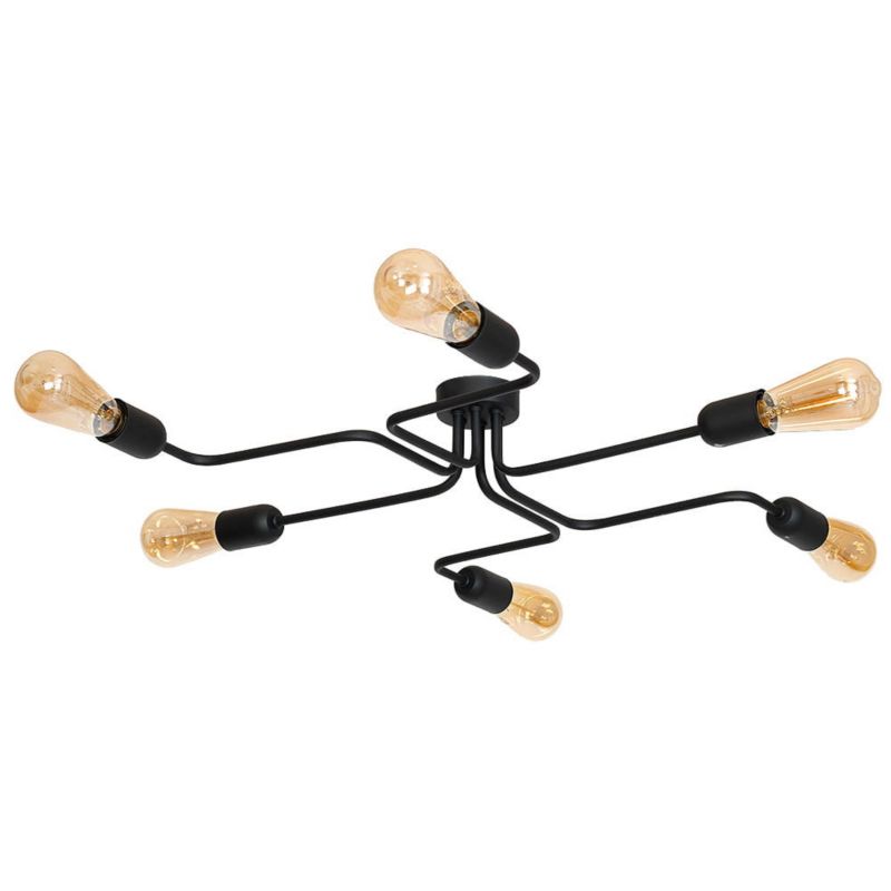 Lampa sufitowa wisząca Aldex Rolf czarna wym: 11 x 59 x 59 cm 6xE27 x 60W 1 szt.