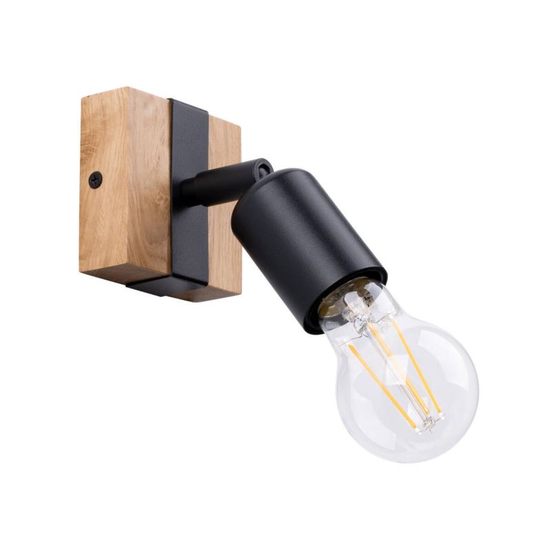 Kinkiet ścienny Sollux Lighting Zuca czarny-drewno do czytania 1 x E27 x IP20 wym: 11 x 8 x 14 cm - 1 szt.