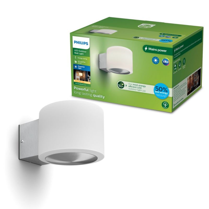 Kinkiet Ogrodowy Philips Lampa Elewacyjna Zewnętrzna LED 4.3W 800lm 2700K IP44 Stal nierdzewna 1 szt.