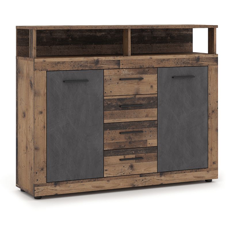 Komoda BLAGO MIDI B 119,5 cm Mebel Elite Do Salonu Przedpokoju Ciemny Dąb Grafit 1 szt