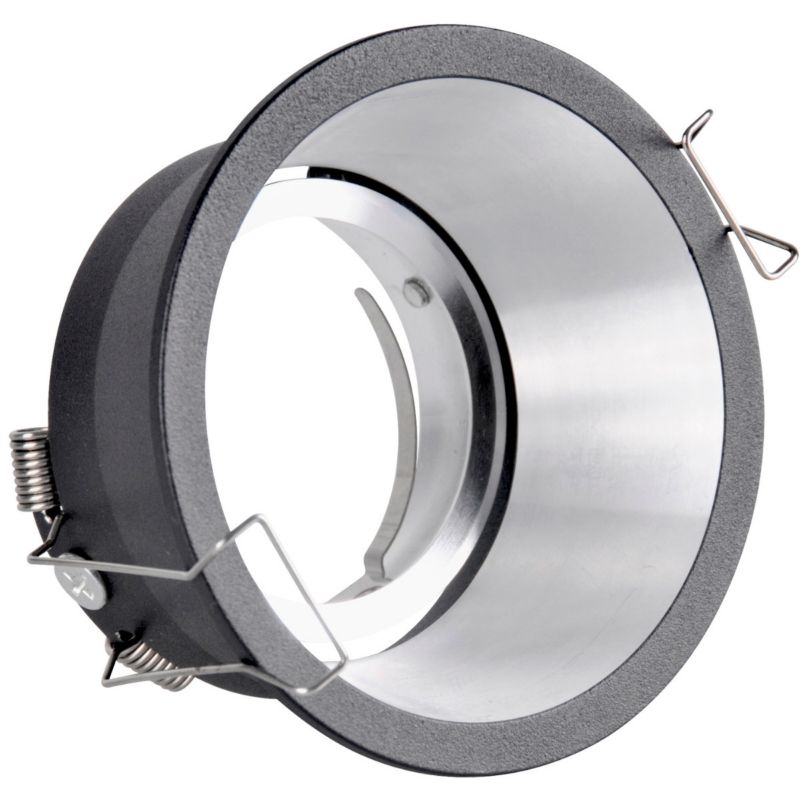 Oprawa sufitowa wpuszczana Polux Kolding czarno-srebrna ruchoma 1 x MR16 x 10W IP20 wym: 4,5 x 8,5 x 8,5 cm okrągła - 1 szt.