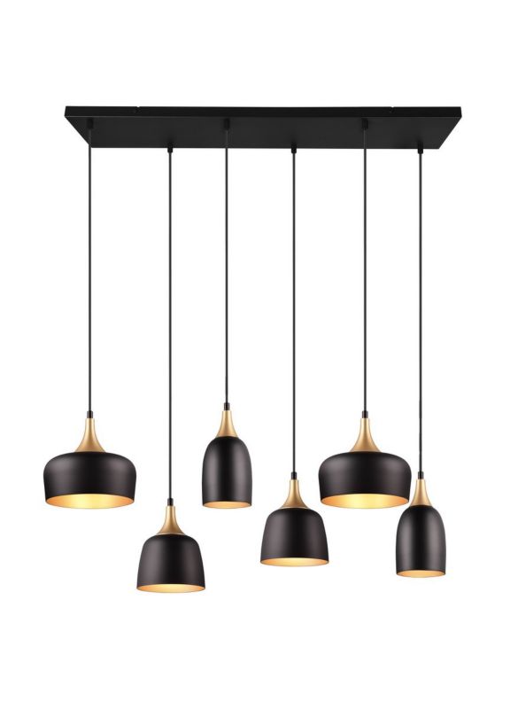Lampa wisząca Trio Chiraz czarna wym: 150 x 90,5 x 32,5 cm 6xE27 x 25W 1 szt.
